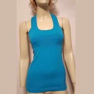 Lululemon Blue Racerback Tank Top Built In Bra